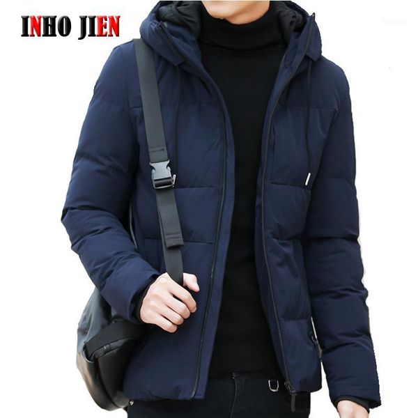 

men's winter jacket cotton padded warm men's coats brand clothing solid hooded male parkas outerwear hombre invierno1, Black