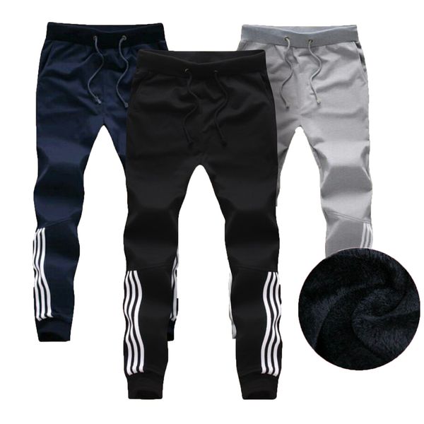 

2020 new striped runners casual autumn sweatpants men of fitness bodybuilding warm wool plus size 5xl, Black