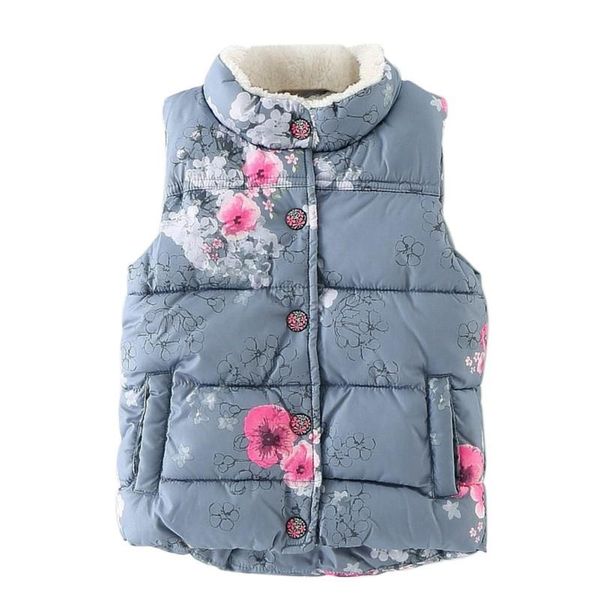 

baby girls vest baby outerwear coats girls outerwear 2020 cute style autumn&winter fashion floral printing clothing 2-7t, Blue;gray