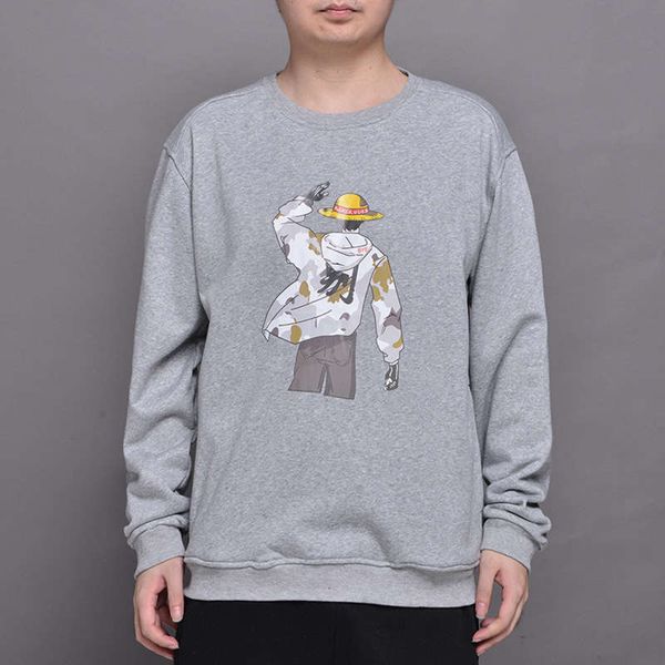 

men's youth joba print plus size round neck loose sports sweater fat man coat, Gray