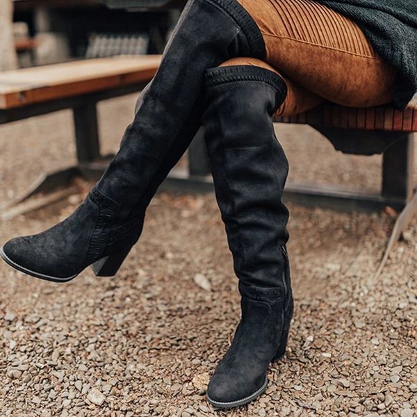 

2020 over-the-knee metal heel long boots high heels bigtree shoes women lj201130, Black