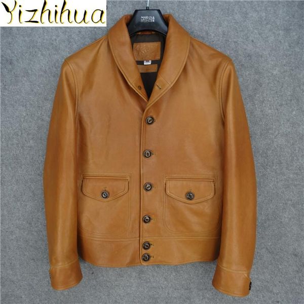 

azazel genuine leather jacket men clothng 2020 yellow sheepskin mens coat black horsehide clothes male chaqueta hombre lxr505