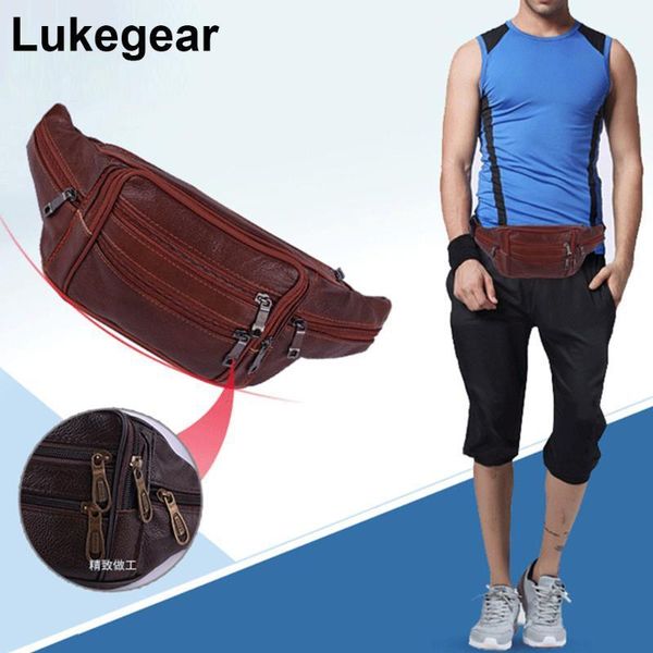 

lukegear handmade fanny pack for men split leather waist bags retro purse1