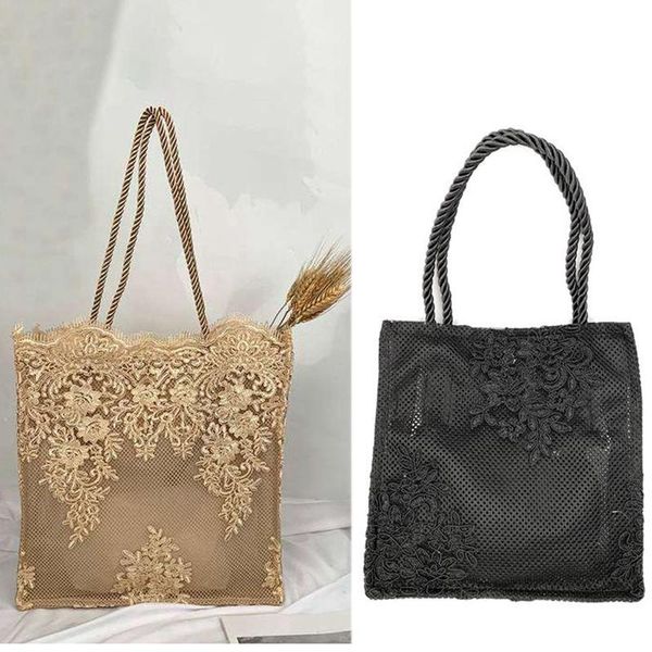 

new fashion shoulder straw bag women's beach embroidered lace bags