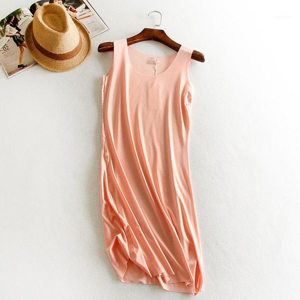 

women comfortable home long vest tank u neck seamless thin all match slim brief basic camisloe vest dress1, Black;white