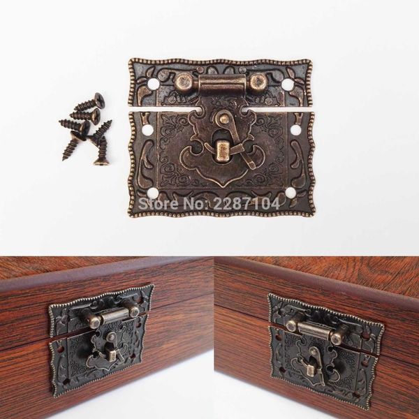 

2pc retro brass decorative jewelry chest wine box wooden case toggle hasp latch catch clasp round heart rectangle square bbyaam