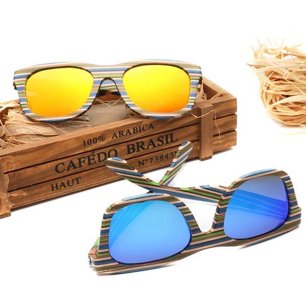 

new design vintage bamboo wood polarized uv400 sunglasses for men and women