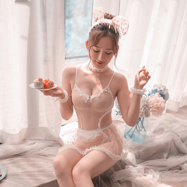 

chiffon harness bra kawaii open bust bondage body cage lingerie pastel punk belt woman garter costume, Red;black