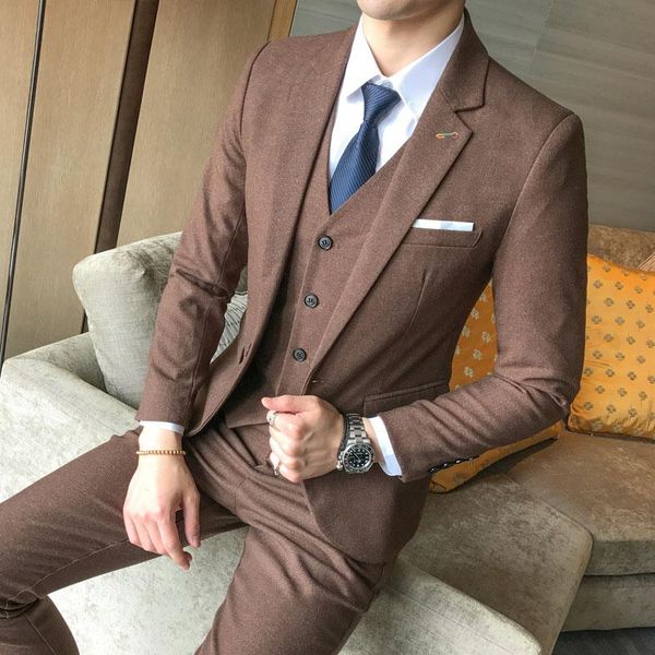 

men's suits & blazers solid luxurious terno slim fit men 3 piece wedding dress for business casual homens blazer mens suit tuxedo, White;black