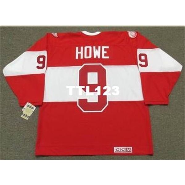 

740 #9 gordie howe detroit red wings home hockey jersey or custom any name or number retro jersey, Black