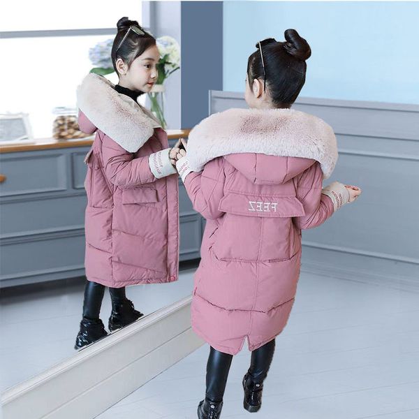 

girls' winter clothes children's medium and long style foreign style down cotton padded clothes, middle school students, primary s, Blue;gray