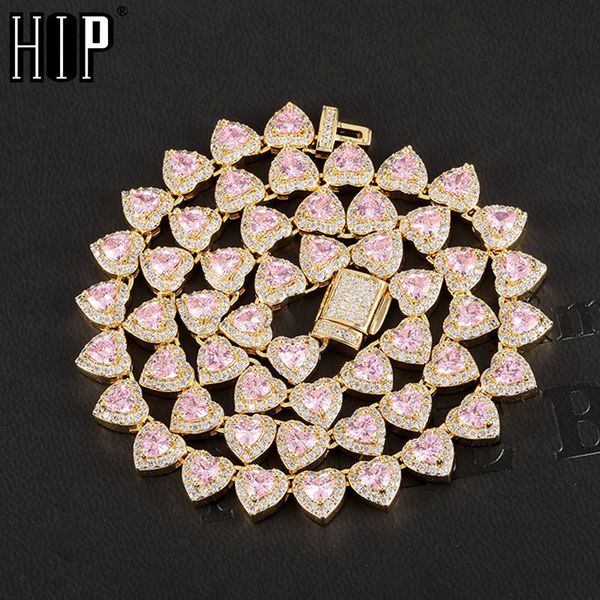 

hip hop 7mm bling iced out heart box buckle cz copper setting aaa+ cubic zirconia stones chain necklace for men women jewelryq0115, Black