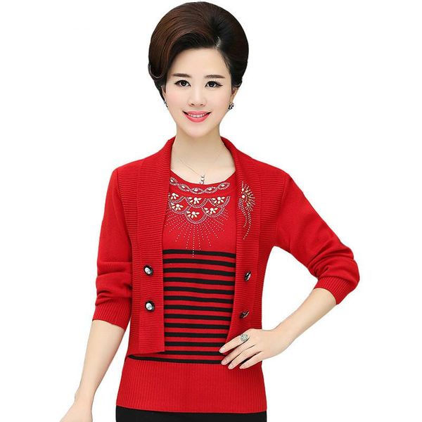 

2020 autumn women sweater and pullover fake two-piece long sleeve casual knitted sweaters female stripe elegant mujer m134, White;black