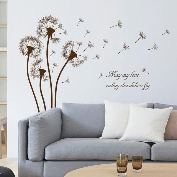 

wall stickers brown color dandelion sticker living room bedroomkids rooms home decor pvc autocollant mural