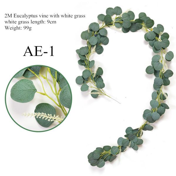 

2m wedding decoration green eucalyptus vines with rose rattan artificial fake plants ivy wreath wall decor vertical garden 7 nigee