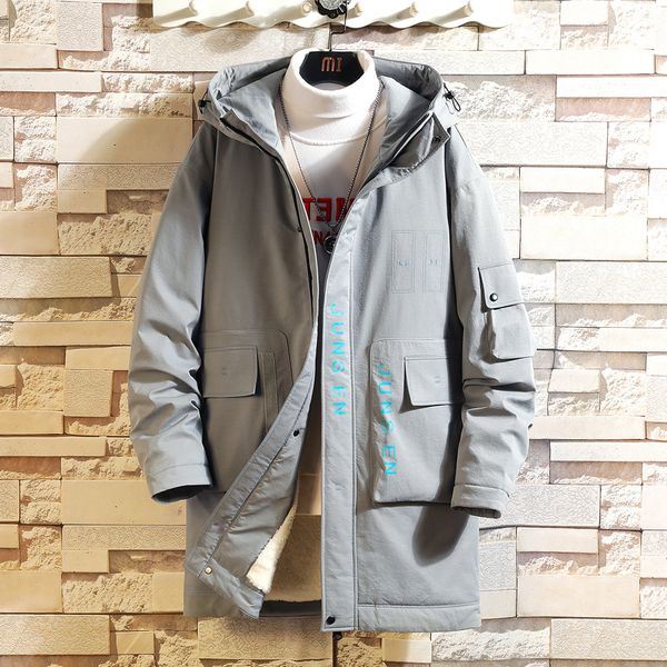 

2020 gray black casual long trench leather jacket male spring winter parkas clothes gr1p, Tan;black