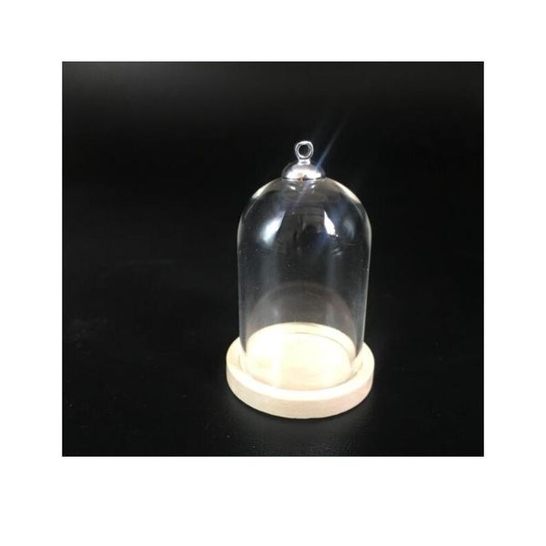 

20sets/lot 38*25mm tube glass globe bottle wood base beads cap set glass vial cover dome glass bottle jar cut sqcsiy, Black