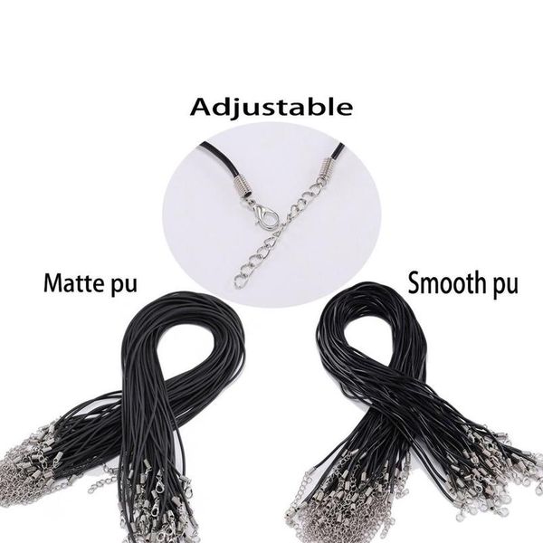 

10 pcs/lot dia 1.8mm black leather cord clasp necklace adjustable 52cm rope for diy necklace bracelet jewelry making bbyome, White;red