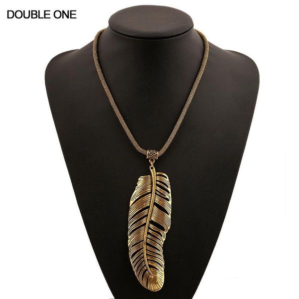 

2021 New Fashion Hollow Banana Leaf Pendant Necklace Vintage Antique Gold & Silver Plated Chain Jewelry for Women