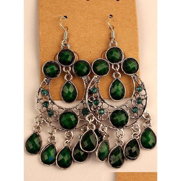 

retro earrings vintage tibetan silver/bronze resin gem diamond earrings folk style jewelry mixed 20 sqchsz homes2007