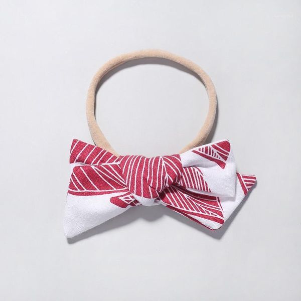 

1pcs super soft elastic nylon headbands for girls handmade leaf print bows headbands fabric cotton nylon for baby1, Slivery;white