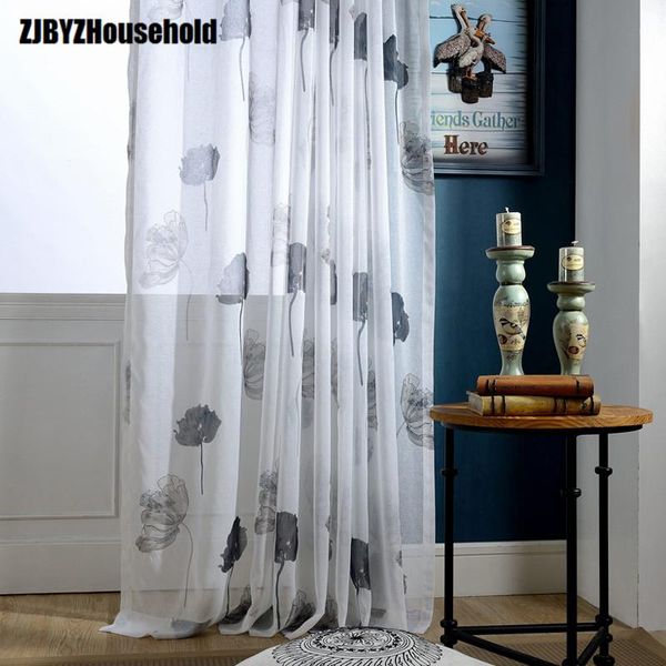

curtain & drapes simple colour lotus leaf printing curtains for living dining room bedroom
