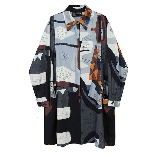 

print autumn 2020 women's new large dress loose and thin printed skirt 6660, Black;gray