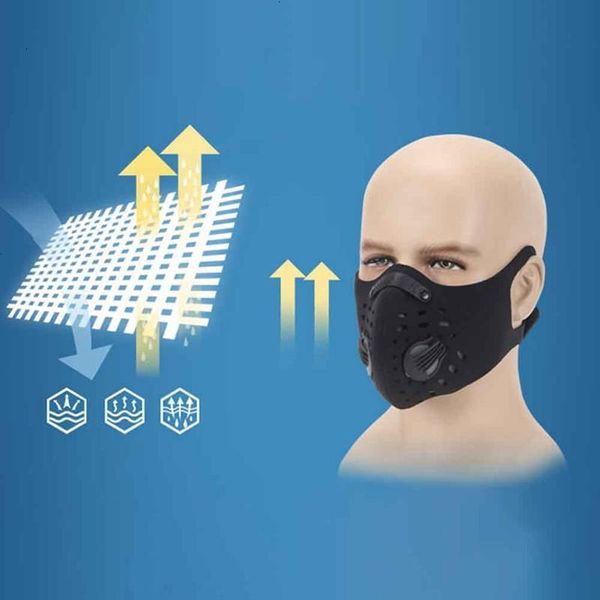 

daily cycling masks outdoor face protective neoprene sports training mask pm2.5 95% with ear loop activated carbon filter washab