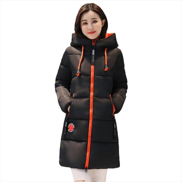

2020 зимняя длинная куртка для женщин parka с капюшоном плюс толщиной толстый тонкий воротник с капюшоном сплошной повседневная варева пальт, Black