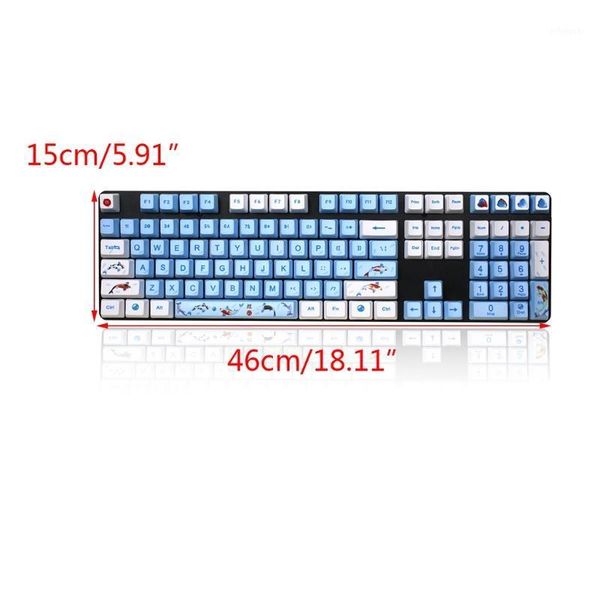 

keyboards 1 set replaceable oem pbt 108 keys keycaps dye-sublimation koi fish keycap for readson ganss ikbc mechanical keyboard1