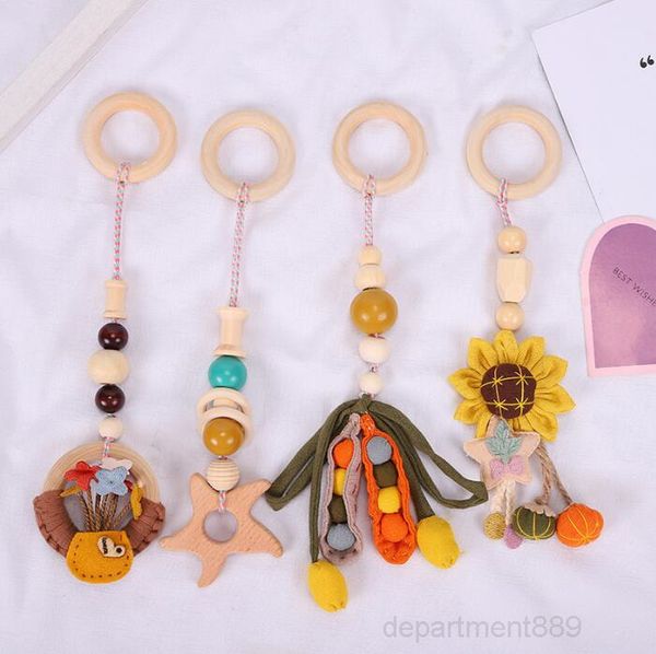 

kids toys cotton coil sunflower wooden toy for children room decoration tooth glue pendant four pieces set owb3029