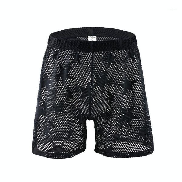 

breathable boxers solid men cool underpant u convex design underwear mesh hollow out boxer trunks low waist boxers1, Black;white