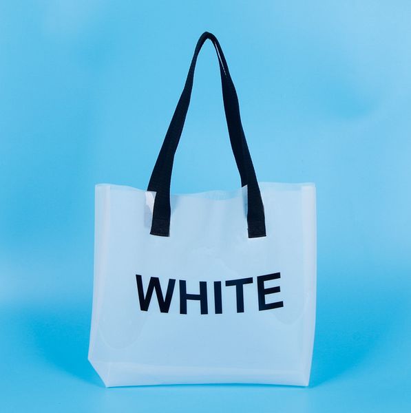 

hbppvc environment-friendly packing bag transparent plastic tote bag white web celebrity shopping bag