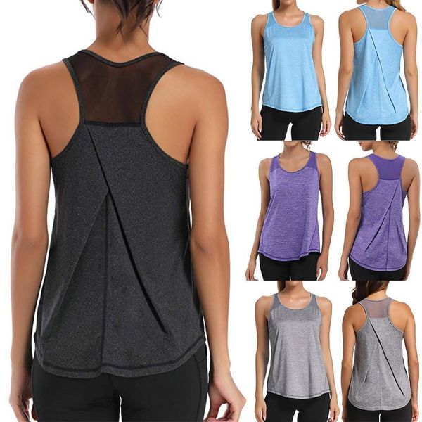 

fashion mesh tank gym clothes tshirt casual summer lady workout sleeveless sports running vest female women blusas, White