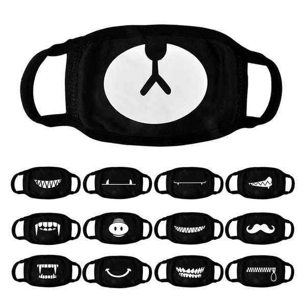 

creative cute teeth smile cotton cool travel bear face cover men women kpop halloween decorative black mask