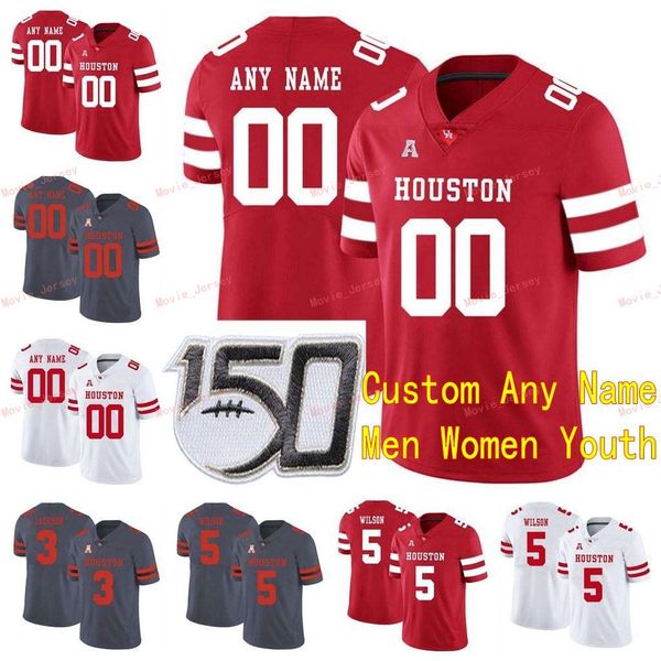 

stitched custom 81 tyus bowser 85 christian trahan 88 steven dunbar 9 courtney lark houston cougars men women youth jersey, Black