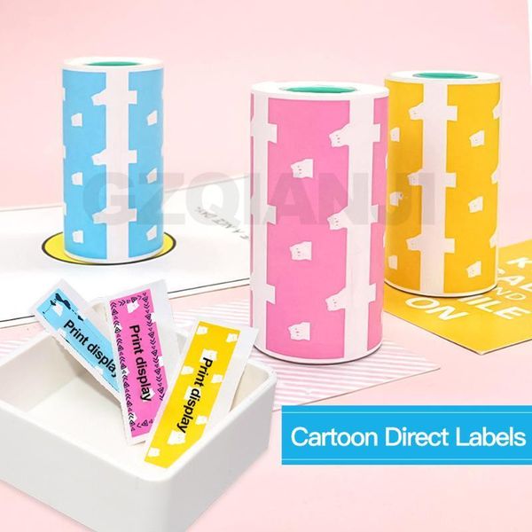 

printers 3 roll cute bear self-adhesive label sticker thermal printing paper 57x30 for peripage bluetooth printer1
