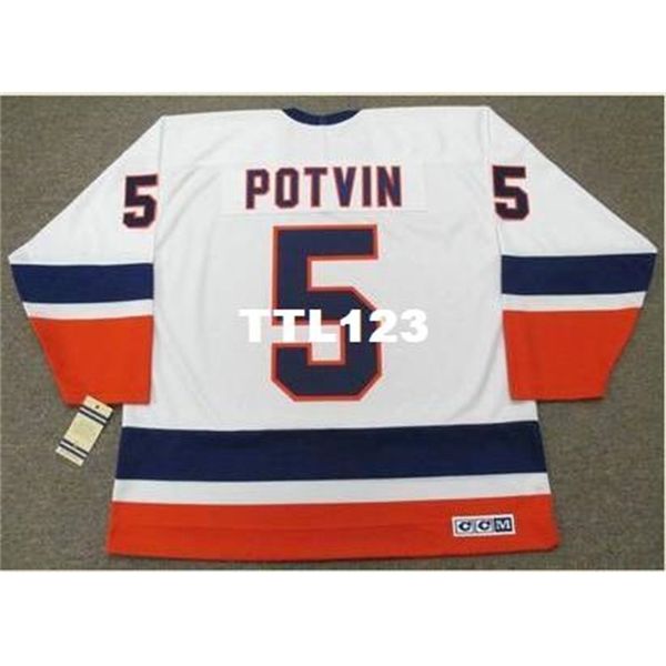 

men #5 denis potvin new york islanders 1982 ccm vintage k home hockey jersey or custom any name or number retro jersey, Black