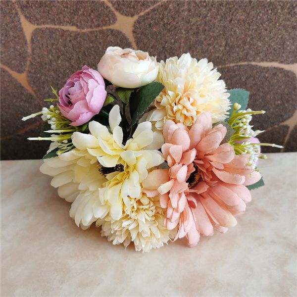 

handmade silk living room home decoration artificial bridal flowers bride bouquet wedding
