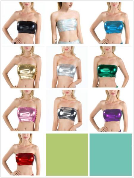 

gold tank strapless dressy crop women shiny stretch party clubwear sequin tube bandeau tank dance costumes, White
