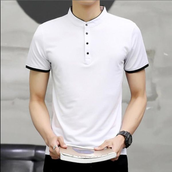 

zng 2020 summer men polos casual fashion shirts short sleeve cool cotton slim fit casual business men shirts, White;black