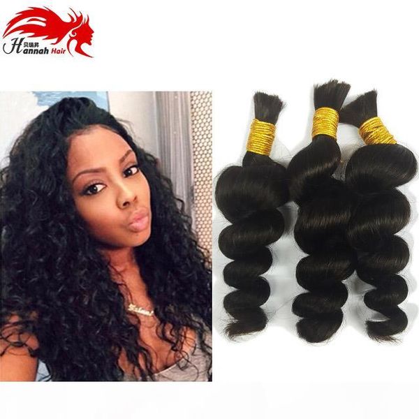 

human hair for micro braids brazilian hair unprocessed loose wave bulk hair extensions 3bundles 150gram, Black