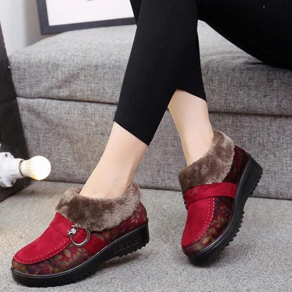

women's winter plush fur ankle boots for fashion retro style ladies shoes non-slip women's shoes fashion zapatos de mujer #727d, Black