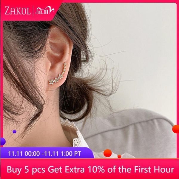 

zakol korean fashion temperament ear clips without pierced floret stud earrings women jewelry el2161, Golden;silver