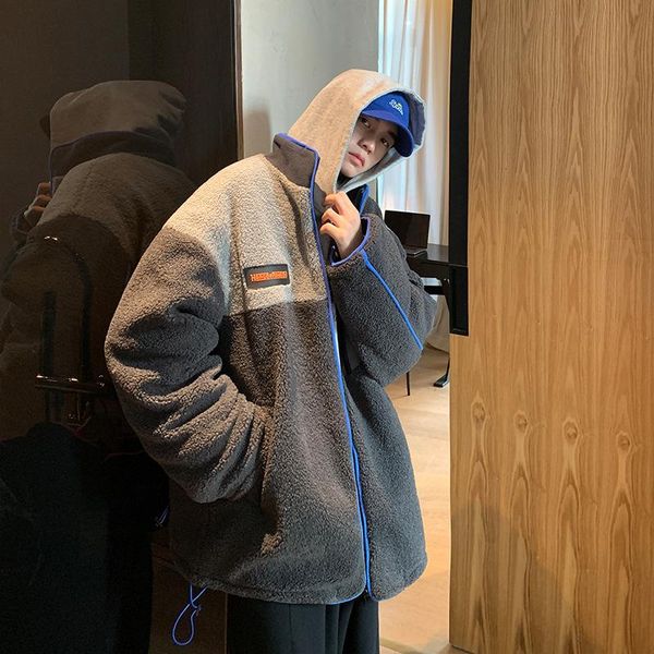 

stand-up collar thick contrast color men's padded jacket 2020 winter new korean style trendy youth padded jacket plus size m-5xl, Black