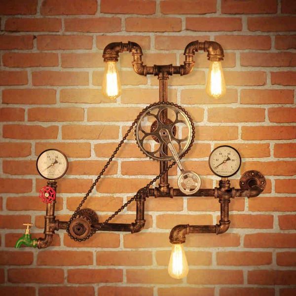 

wall lamp vintage lamps loft industrial wheel water pipe light retro lighting fixture for restaurant bar dinning room