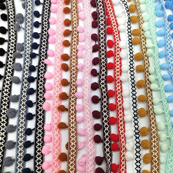 

5yards pom pom trim lace fabric sewing accessories pompon trim tassel ball fringes ribbon sewing lace for diy material apparel h jllacw