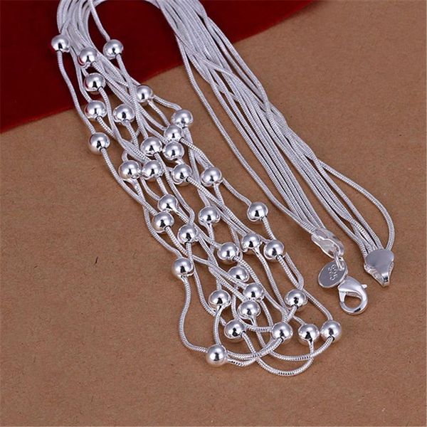 

new listing selling retro charm silver color five line light bead necklace fashion trends jewelry gifts h sqcsyh