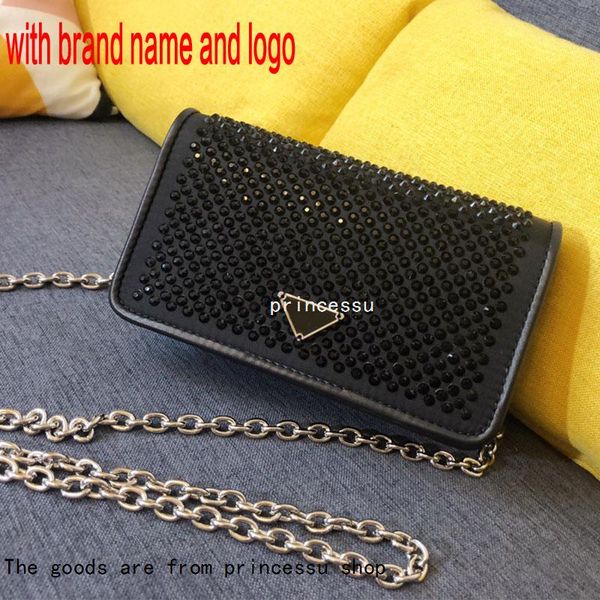 

long handbag strap chain women bag diamond shoulder nylon fabric drill bag calf leather purse lxmry qynf