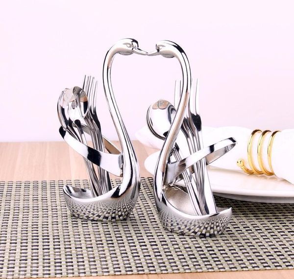 

swan dinnerware spoon fork holder flatware sets kitchen decorate fruit wedding party decoration tableware set jllvjh lucky2005